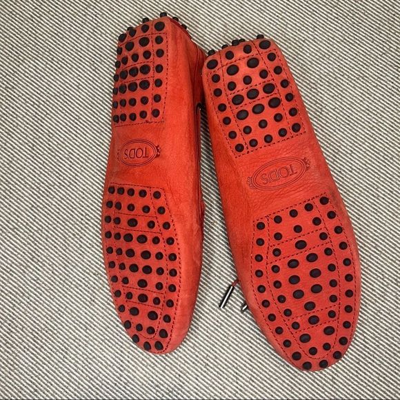 TOD’S Women’s Gommino Driving Shoes Rust Orange Size 38 - Picture 8 of 10